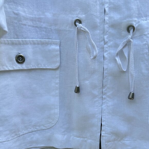KENAR 100% Linen White Anorak Women's Jacket XL - Picture 6 of 7